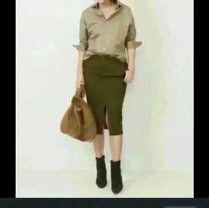 Gap cotton bohemian casual pockets relaxed fit caramel front  slit maxi skirt 10